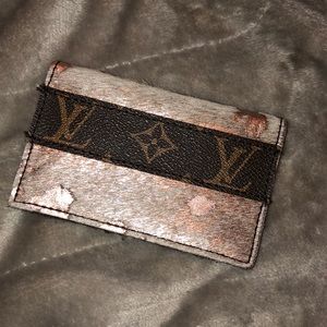 Card wallet with REFURBISHED Louis Vuitton strip